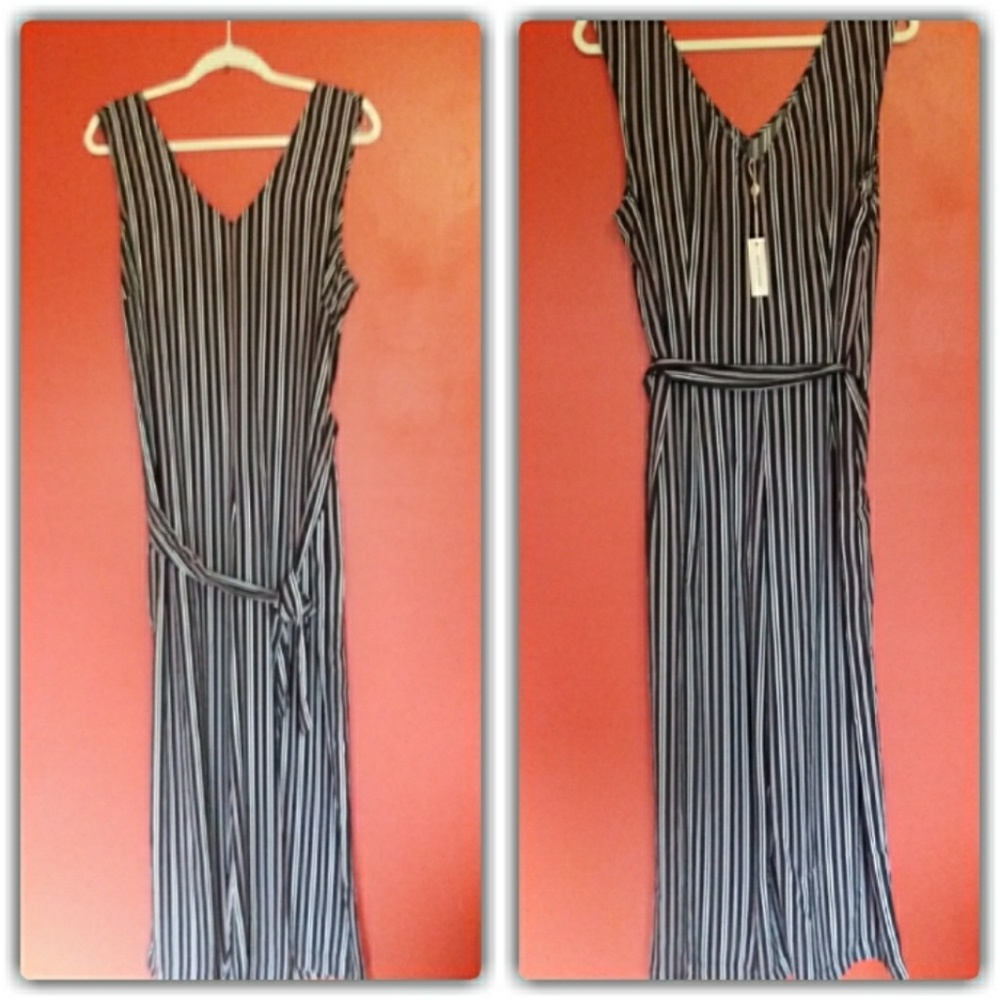 NWT Max Studio Stripe Crepe Jumpsuit XL - Picture 3 of 5